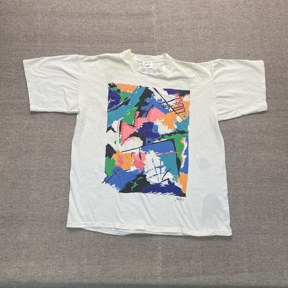 vintage Other - Vintage GILDA Marx art shirt mens Large white 1990s single stitch abstract